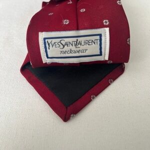 Yves Saint Laurent Burgundy Silk Tie with Micro Floral Motif